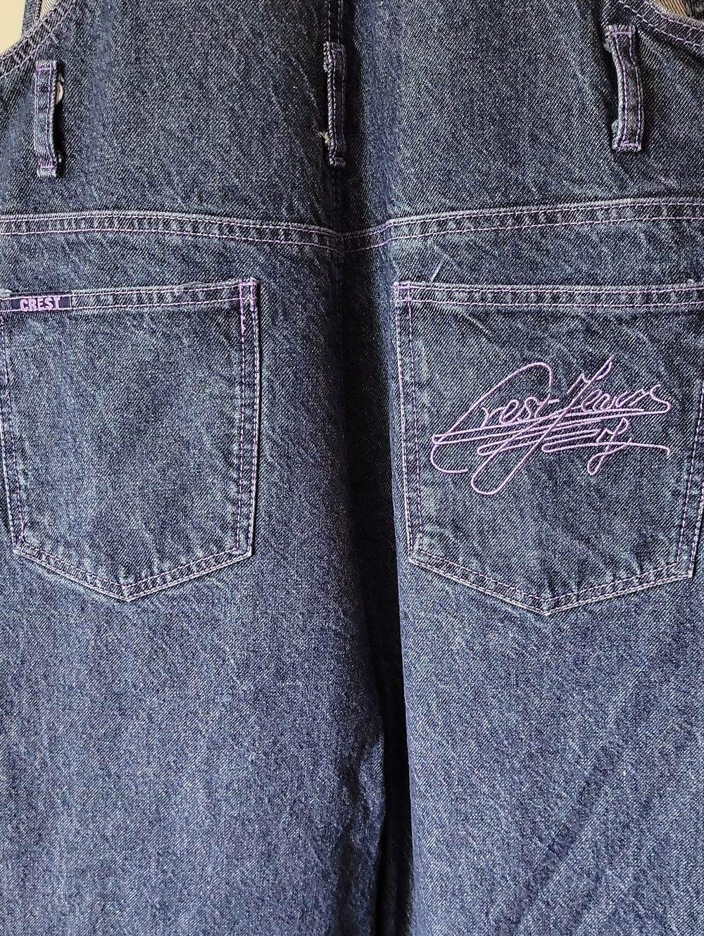 Vintage Y2K Streetwear Women's Purple Contrast Stitch Utility Overalls M-L - Picture 8 of 9